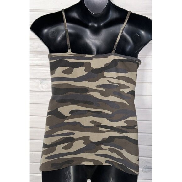 Torrid Sz Plus 1 1X Brown Foxy Cami Tank Camo Knit Adjustable Straps EUC - Picture 7 of 9